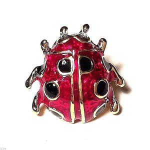 Vintage Ladybug Lapel Pin Tie Hat Tac Gold Plated Insect Red Black Enamel Bug